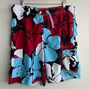 Aeropostale Hibiscus Cargo Board Shorts L